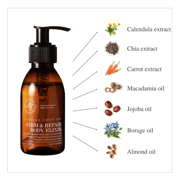 Skincare Crafters Firm and Repair Organic Ekologisk Body Oil Elixir - Calendula, Carrot, Chia